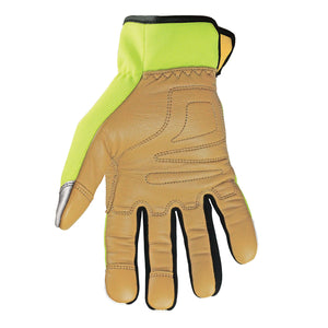 12-3190-10 Youngstown Cut Resistant Safety Lime Hybrid Glove - Palm view