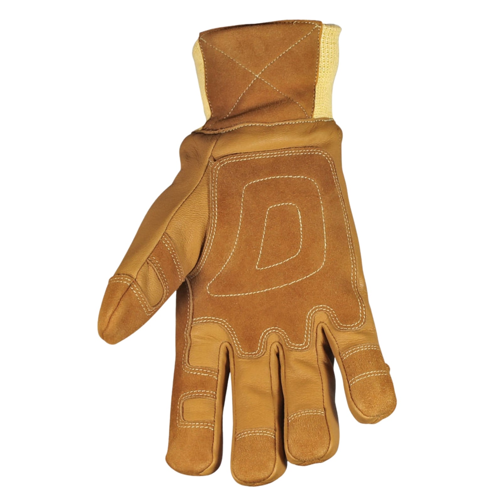 Brown work glove with 'Youngstown Glove Company' branding on a white background