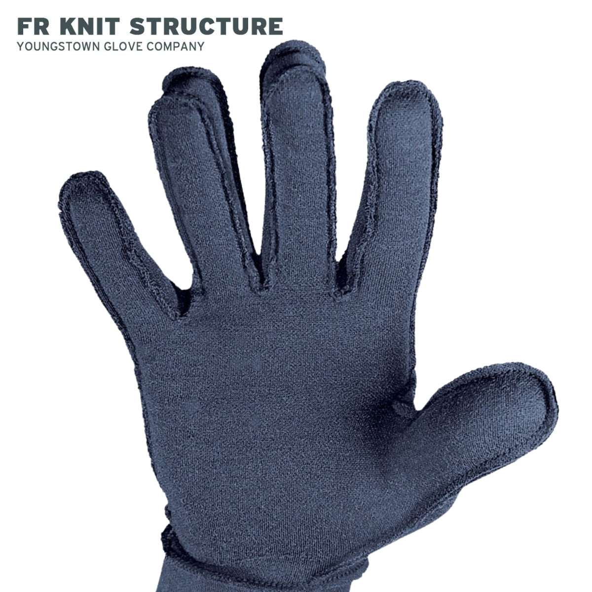 Navy glove liner showing knit structure